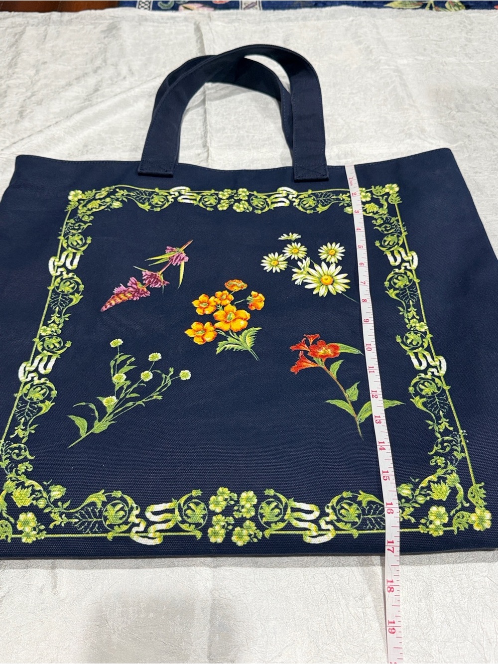 Agua Bendita x Target Floral Canvas Tote Bag Navy Blue - Picture 5 of 7